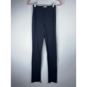 Anine Bing Black Max Pant Split Hem Ponte Stretch Knit Pintuck High Rise Size 32